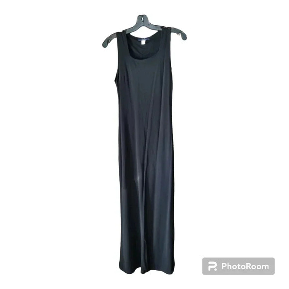 90s Zara Basic Minimalist Black Maxi Dress Size Small Medium - Picture 4 of 6